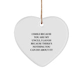 Funny Uncle Heart Ornament Gifts from Men to Uncle, Unique Christmas Decorations for Uncle, Heart-Shaped Uncle Gift with Sublimation Printing - Image 1